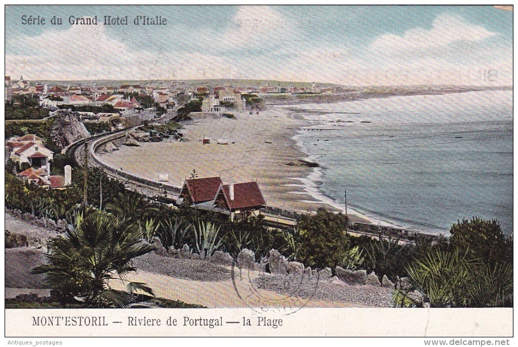 Carte Postale Portugal Monte Estoril Taxe Série Du Grand Hôtel D´Italie Pour La Belgique Bruxelles 1912 - Lettres & Documents