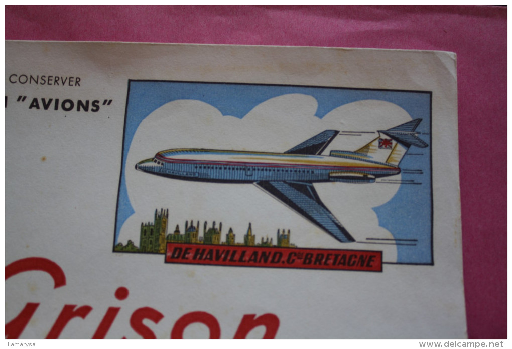 BUVARD PUBLICITAIRE ->GRISON PRODUIT ENTRETIEN ILLUSTRATION COLLECTION AVION DE HAVILAND GRANDE BRETAGNE->VINTAGE RARE - Sonstige & Ohne Zuordnung