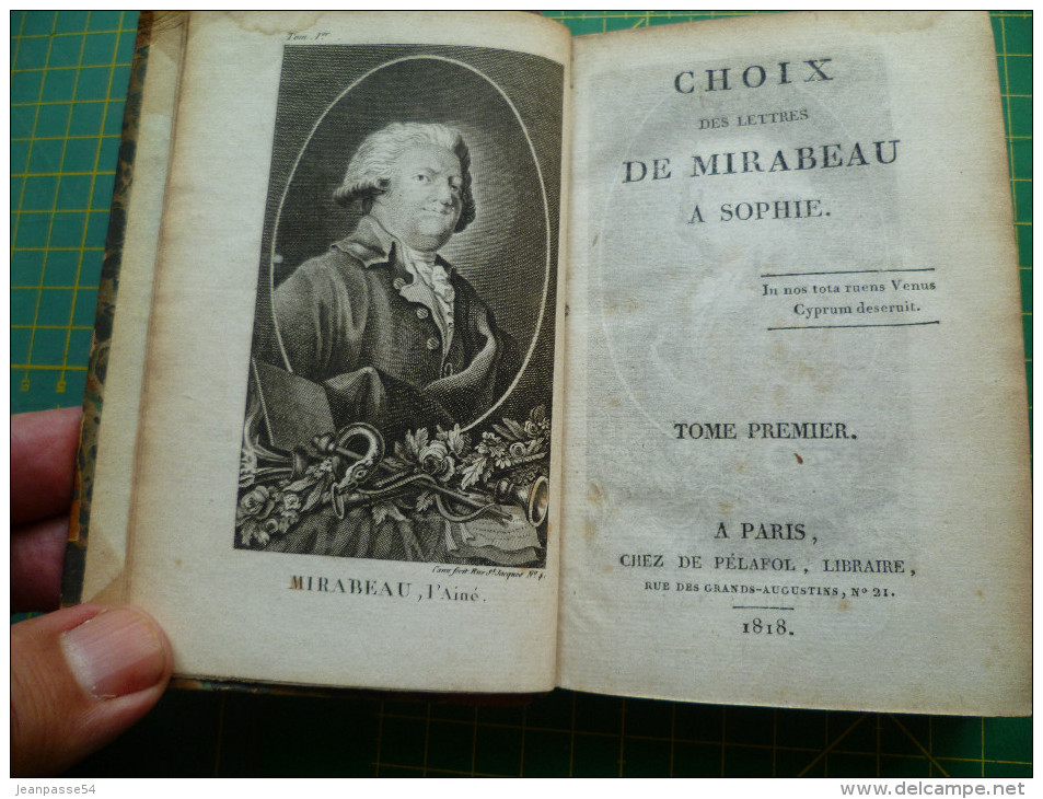 Lettres De Mirabeau à Sophie. 2 Tomes En 1 Volume. 2 Frontispices Gravés - 1801-1900