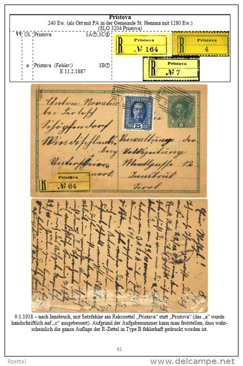 Rekozettel Und Einschreibebelege Der Untersteiermark (heute Slowenien) 1886-1918 - Filatelia E Storia Postale