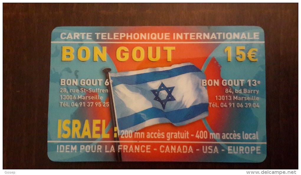 Israel/france-BON GOUT Israel-used Card+2 Card Prepiad Free - Israel