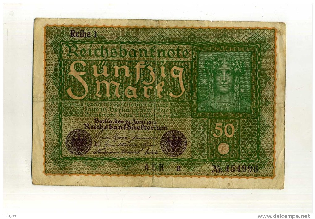 -ALLEMAGNE . BILLET 50 M. 1919 - 50 Mark