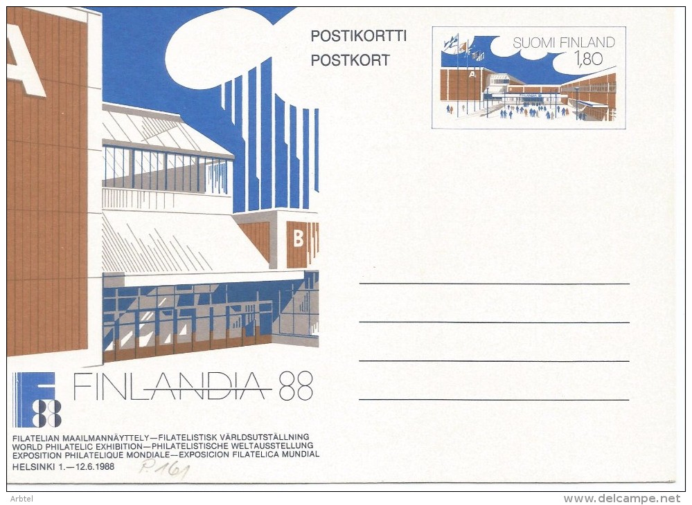 FINLANDIA ENTERO POSTAL EXPOSICION FILATELICA FINLANDIA 88 - Enteros Postales