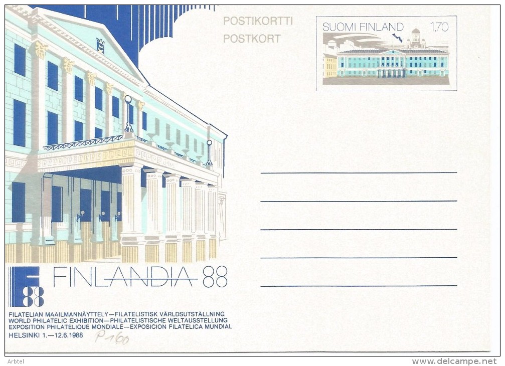 FINLANDIA ENTERO POSTAL EXPOSICION FILATELICA FINLANDIA 88 - Enteros Postales