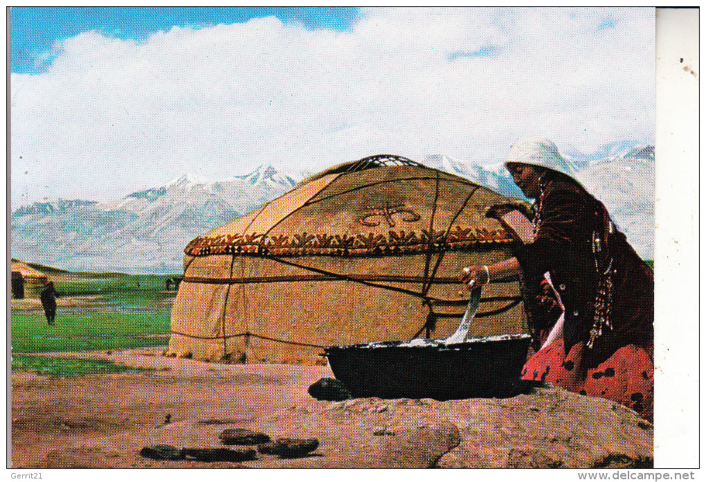 AFGHANISTAN - Pamir, Kirgis Woman Making Curd - Afghanistan