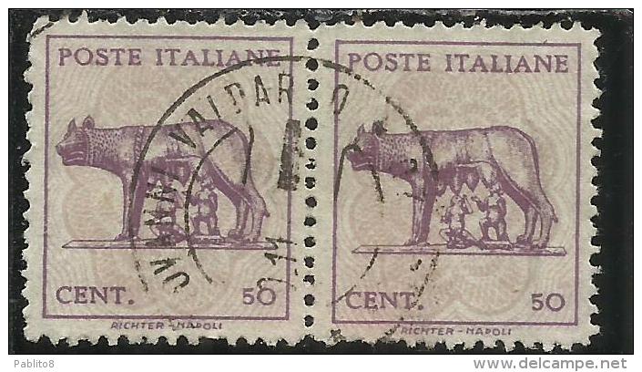 ITALIA REGNO ITALY KINGDOM 1944 LUOGOTENENZA LUPA SENZA FILIGRANA UNWATERMARK COPPIA USATA PAIR USED OBLITERE´ - Used