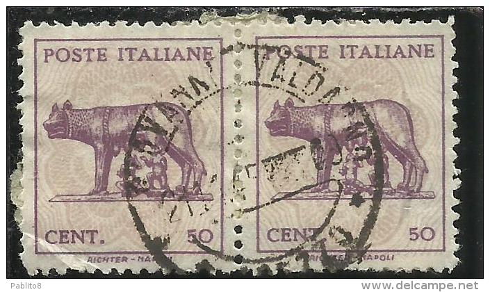 ITALIA REGNO ITALY KINGDOM 1944 LUOGOTENENZA LUPA SENZA FILIGRANA UNWATERMARK COPPIA USATA PAIR USED OBLITERE´ - Used