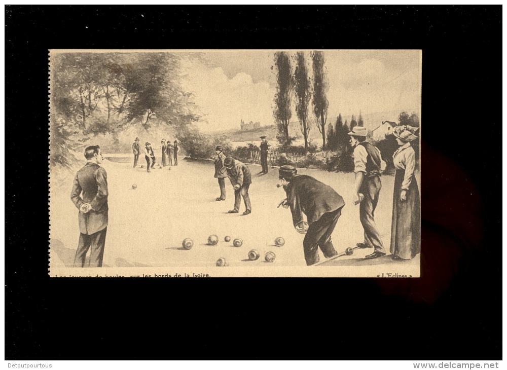 SAUMUR Maine Et Loire : Les Joueurs De Boules Sur Les Bords De Loire  Illustration Georges Grellet - Saumur