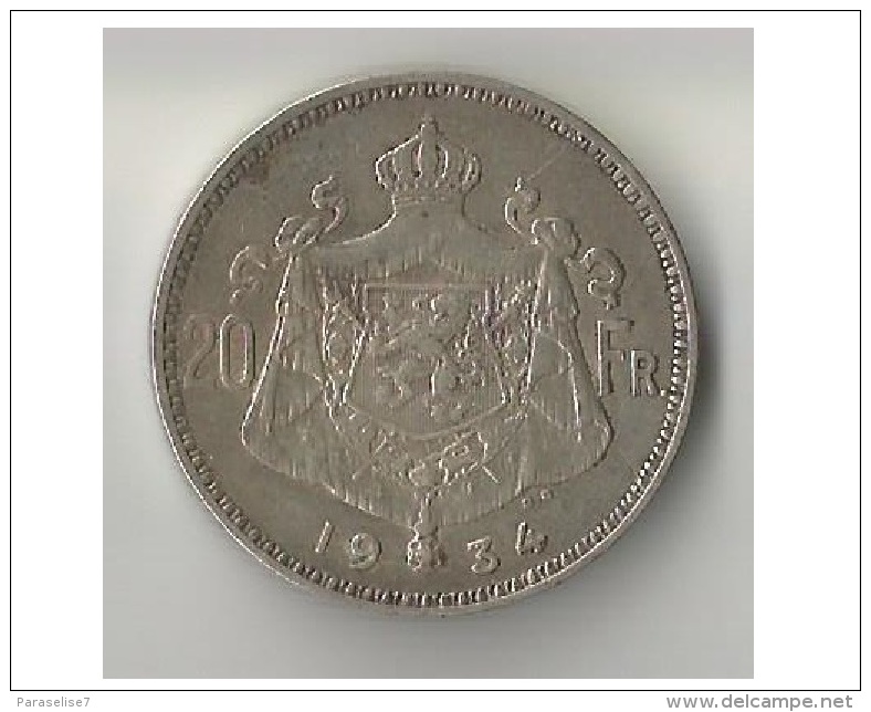 BELGIQUE  20  FRANCS 1935 ARGENT - 20 Francs