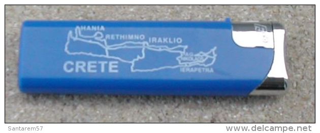 Briquet Lighter Rechargeable Mappe De Crète Bleu - Autres & Non Classés