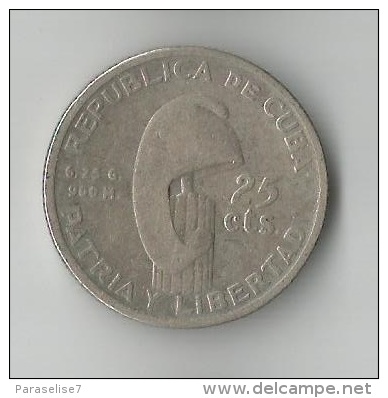 CUBA 25 CENTAVOS 1953 ARGENT - Kuba