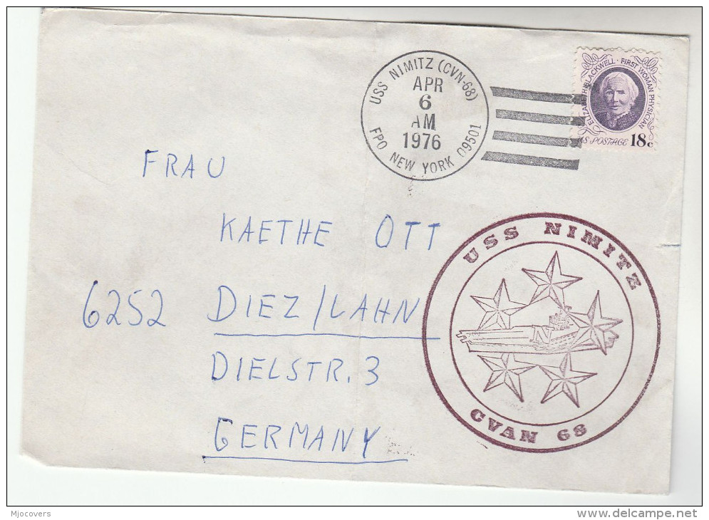 1976 USS NIMITZ COVER  To Germany , Navy Ship  Usa Stamps - Bateaux