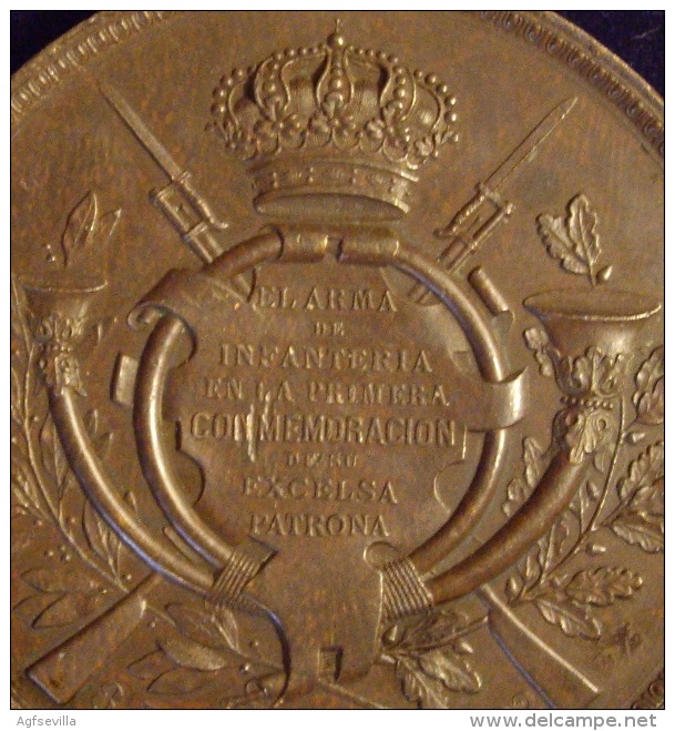 ESPAÑA. ALFONSO XIII. MEDALLA HOMENAJE A LA PATRONA DE INFANTERÍA. 1.892. ESPAGNE. SPAIN - Royal/Of Nobility