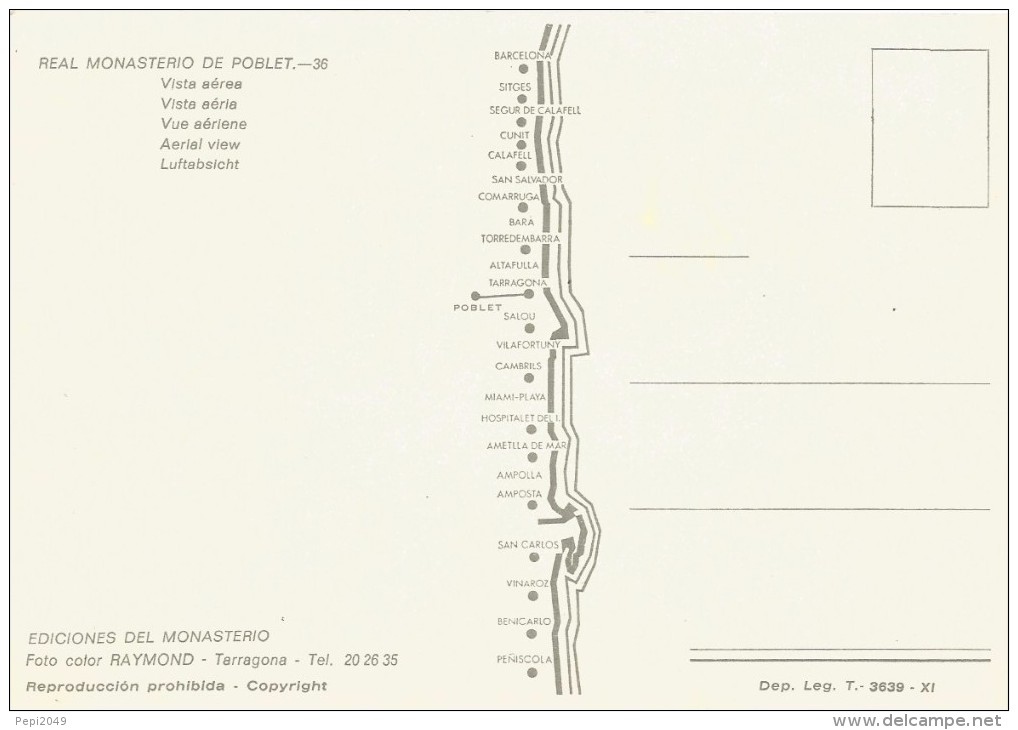 P1584 - POSTAL - MONASTERIO DE POBLET - VISTA AEREA - Tarragona