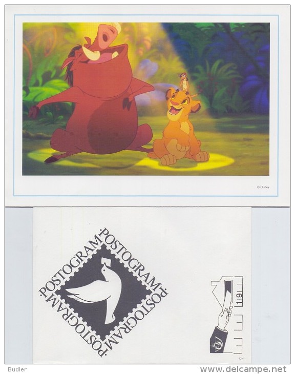 Postogram J 17** : 1994 : Postogr J 17** : BANDES DESSINEES, STRIPS,WALT DISNEY : “THE LION KING - Simba, Pumbaa And Tim - Postogram