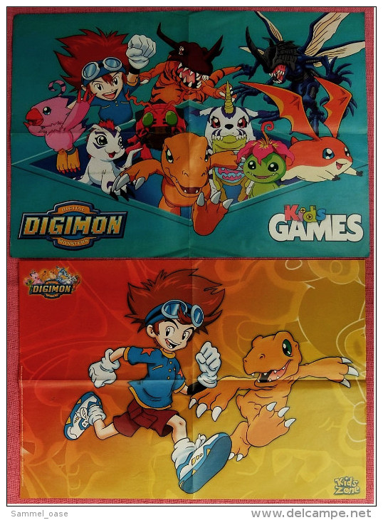 2 X Kids Games Poster Mit Digital Digimon Monsters / Kids Zone  -  Von Ca. 2002 - Merchandising