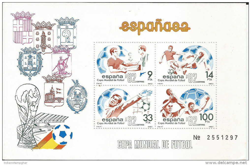 España. Spain. 1982, Copa Mundial Futbol ESPAÑA 82. Hoja Bloque. Souvenir Sheet, Set Of 4 Stamps - Neufs