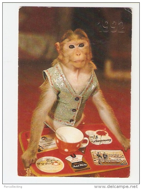 Russia ? VRIB Sojuzreklamkuljtura 1992 Fauna Animal MONKEY In Costume With Tray Salver - Small : 1991-00