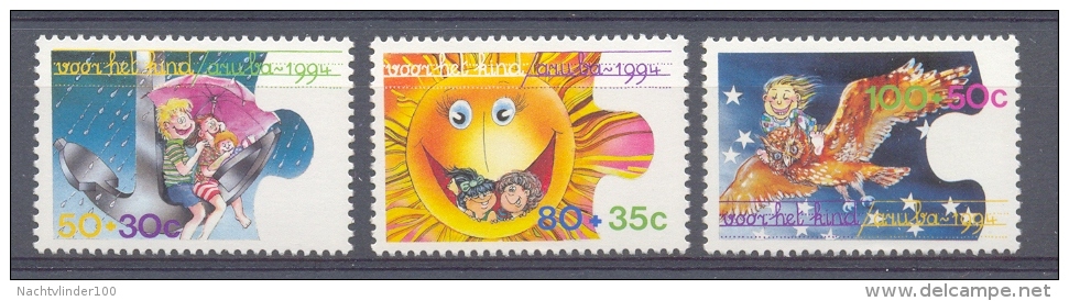 Mkc0148 KINDERZEGELS UIL ANKER ZON STAMPS FOR THE CHILDREN OWL SUN JUGENDWOHLFAHRT EULE ARUBA 1994 PF/MNH - Uilen