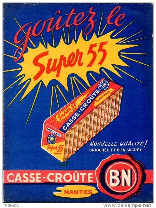 Protège-cahier Casse-croûte BN, Goûtez Le Super 55. BN Nantes. - Protège-cahiers