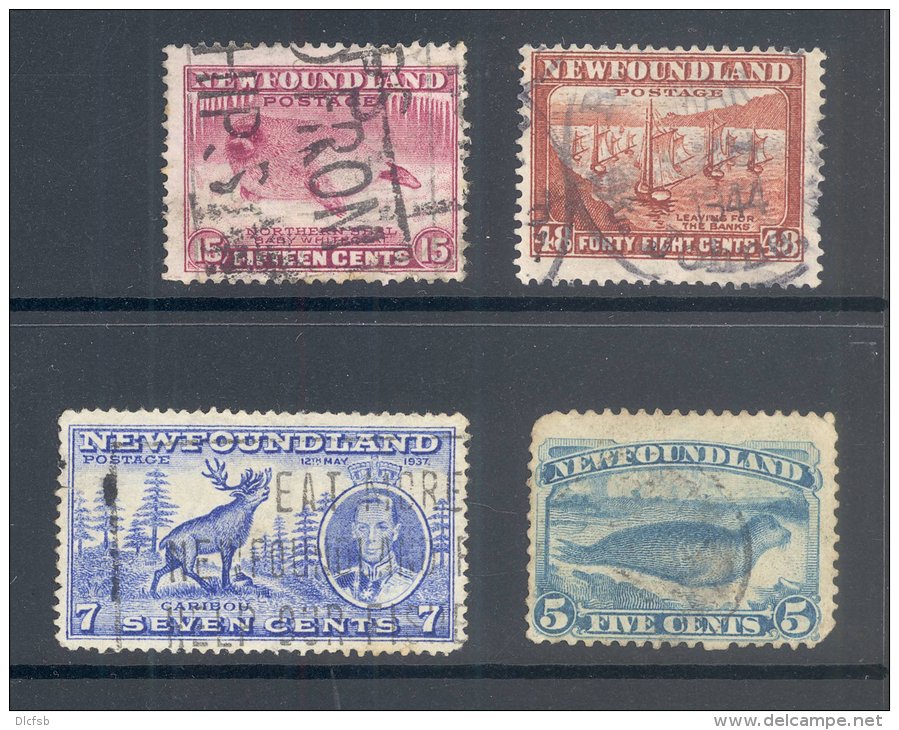 NEWFOUNDLAND, Four Stamps With Perf Faults - 1865-1902