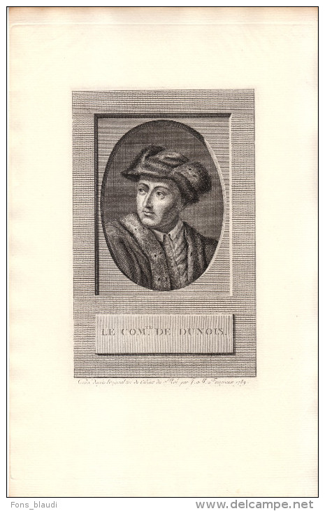 Portrait Du Comte De Dunois (L'Haÿ-les-Roses 1403 - 1468) - Gravure Sur Cuivre Du 18ème - FRANCO DE PORT - Prenten & Gravure