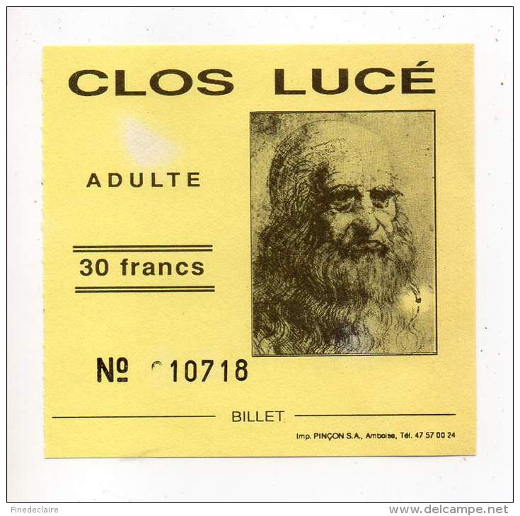 Ticket D'entrée - Clos Lucé - Tickets - Vouchers