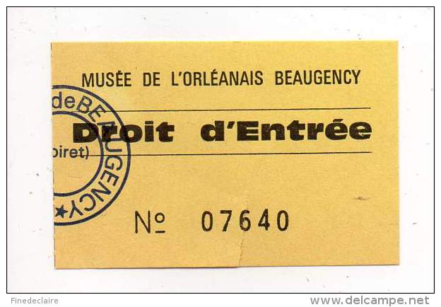 Droit D'entrée - Musée De L'Orléannais Beaugency - Tickets D'entrée