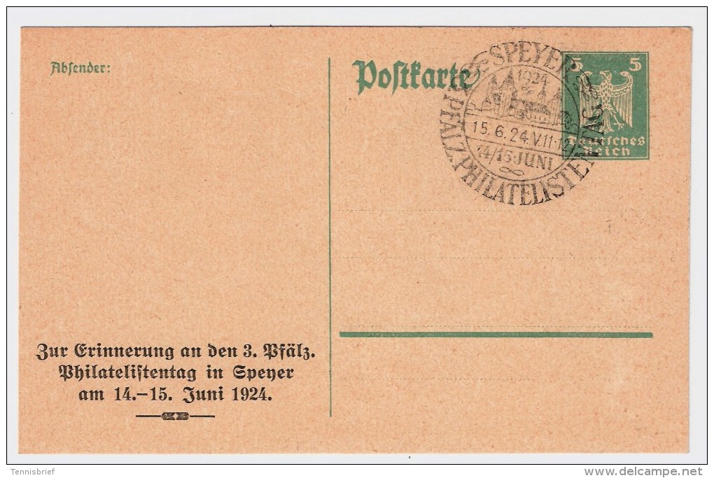 DR, 1924, Privat GSK Speyer, Philatelisten-Tag,  #3517 - Sonstige & Ohne Zuordnung