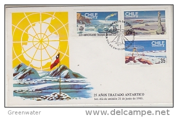 Chile 1985 Antarctic Treaty 3v FDC (25163) - Antarctic Treaty