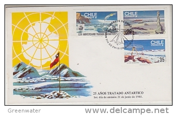 Chile 1985 Antarctic Treaty 3v FDC (25163) - Traité Sur L'Antarctique