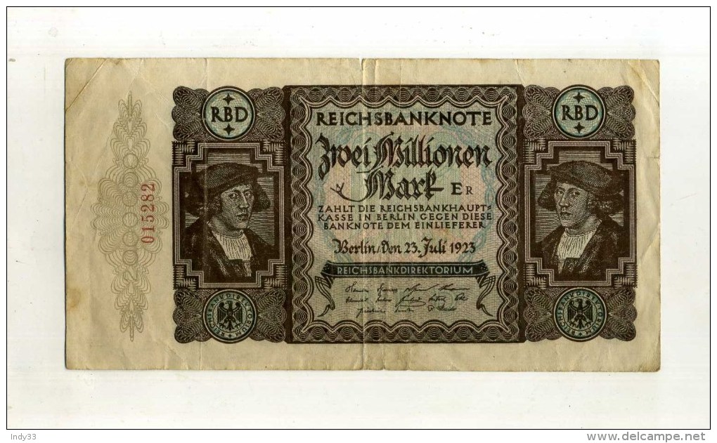 - ALLEMAGNE 1918/33 .  BILLET  2000 000 M. 1923 . - 2 Mio. Mark