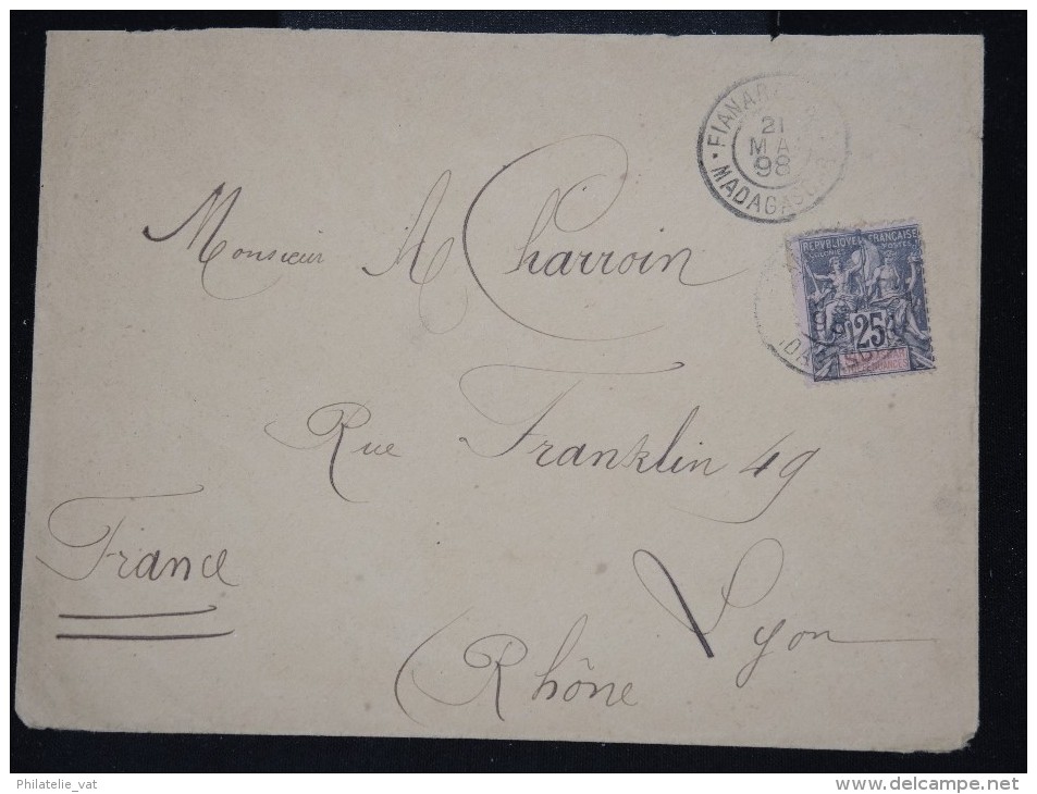 FRANCE - MADAGASCAR - Enveloppe De Fianarantsao Pour Lyon En 1898 - Aff. Groupe - à Voir - Lot P9867 - Lettres & Documents