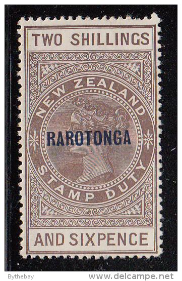 Cook Islands MH Scott #68 Rarotonga Overprint On NZ 2sh6p Victoria Stamp Duty Variety: Trimmed Overprint - Cook