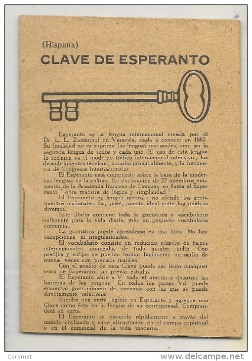 ESPERANTO - Grammar - DICTIONARY - 1928 UNIVERSALA ESPERANTO ASOCIO - GENÉVE, SUISSE - 30 Pages - Wörterbücher