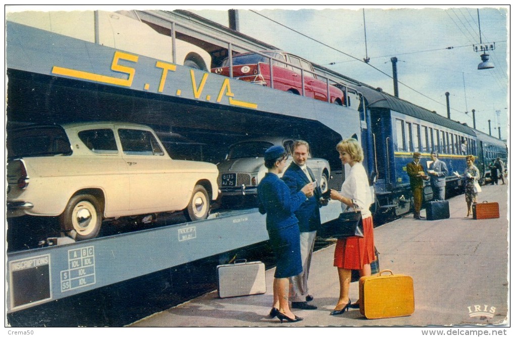 TRAIN Auto-couchettes CAR SLEEPER EXPRESS - Dauphine Mercedes - Agent De La SNCF - Trains