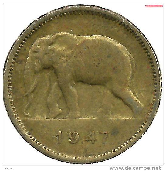 BELGIAN CONGO 2 FRANCS INSCRIPTIONS FRONT ELEPHANT ANIMAL BACK 1947 VF/VF KM28 READ DESCRIPTION CAREFULLY !!! - 1945-1951: Reggenza