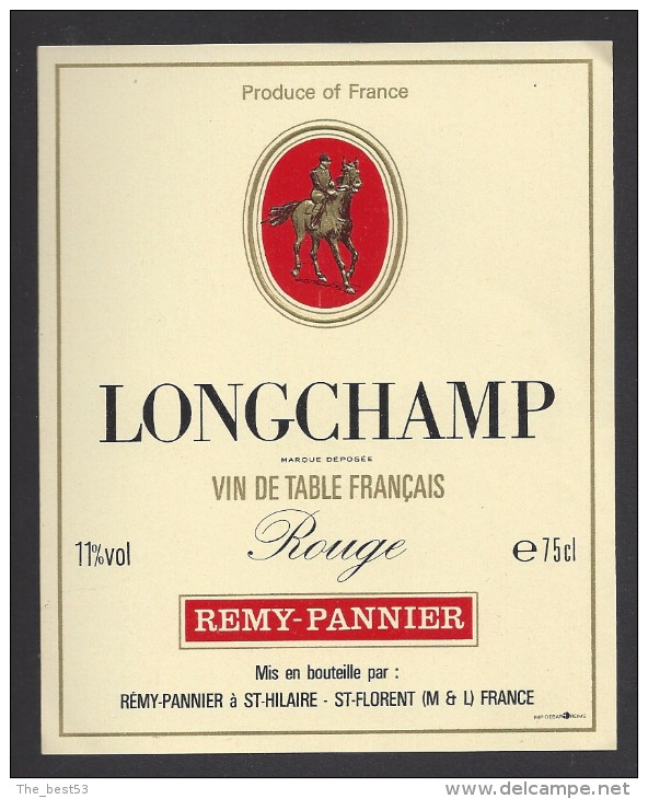 Etiquette De Vin De Table - Longchamp  - Thème Chevaux  -  Rémy Pannier  à St Hilaire Saint Florent (49) - Pferde