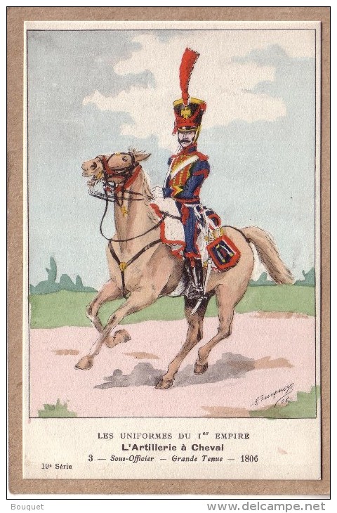 MILITARIA - ILLUSTRATEUR BUCQUOY - LES UNIFORMES DU 1 Er EMPIRE - ARTLLERIE A CHEVAL - 3 - SOUS OFFICIER - 1806 - Uniformi