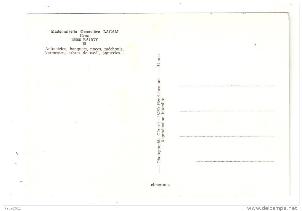 CPSM   18 BAUGY  GRON Mademoiselle Geneviève LACAM  - Femme En Costume Avec Cornemuse + Femme  Orgue électrique Accodeon - Baugy