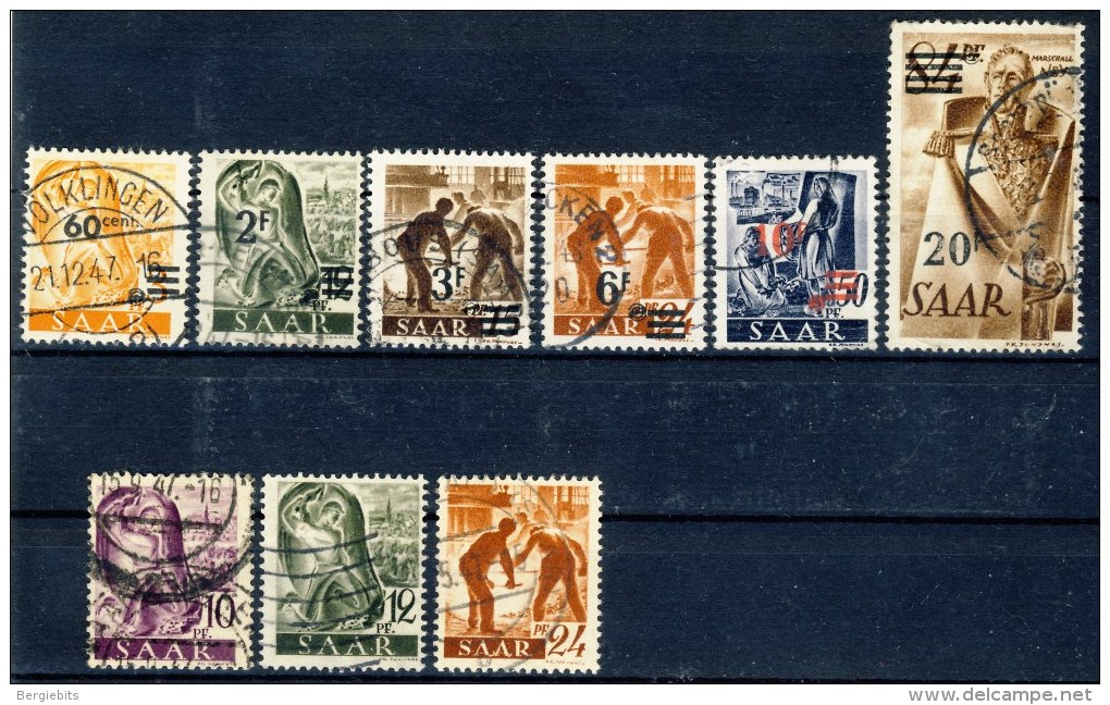 1947 Saar 9 Different Used Stamps - Oblitérés