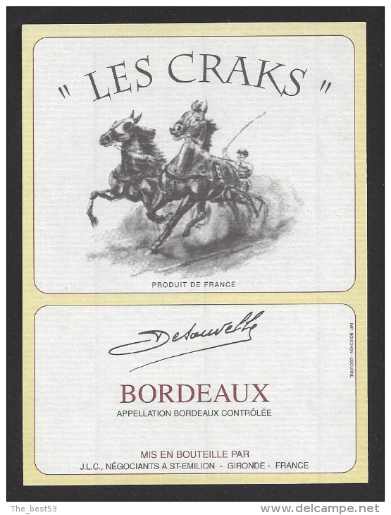 Etiquette De Vin Bordeaux  -  Les Craks  - Thème Chevaux - Horses