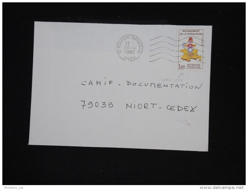 FRANCE - VARIETE - Recenssement Sans Le Chiffre 7 Sur Enveloppe De Moutiers Pour Niort En 1982 - à Voir - Lot P9901 - Storia Postale