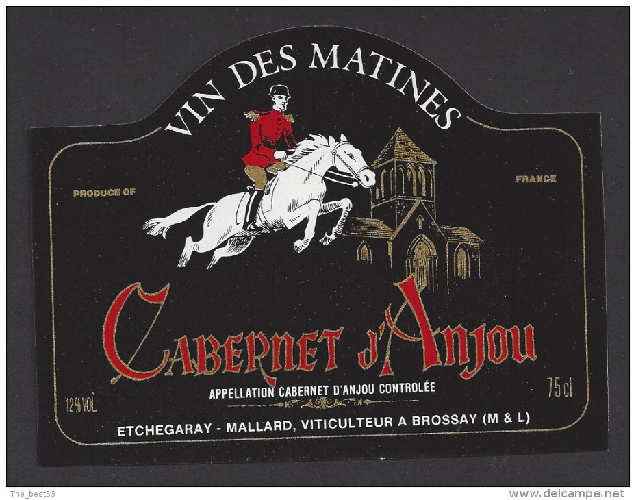 Etiquette  De Vin Cabernet D'Anjou -Thème Chevaux Ecole De Cavalerie -  Etchegaray Mallard à Brossay(49) - Horses