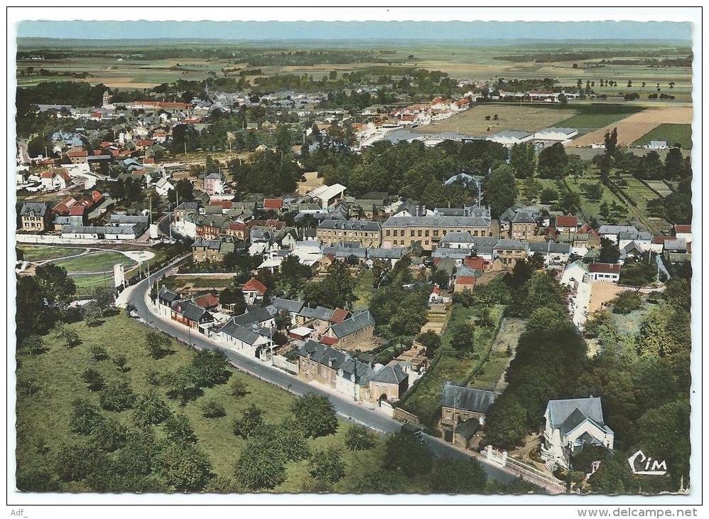 CPSM COLORISEE FRIVILLE, VUE GENERALE AERIENNE, SOMME 80 - Friville Escarbotin