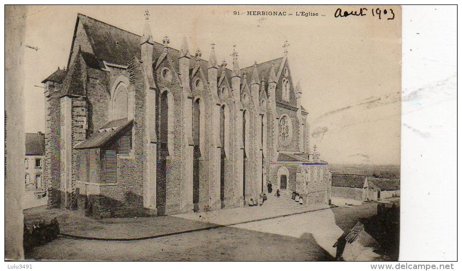 CPA - HERBIGNAC (44) - Aspect De La Place De L'Eglise En 1903 - Herbignac
