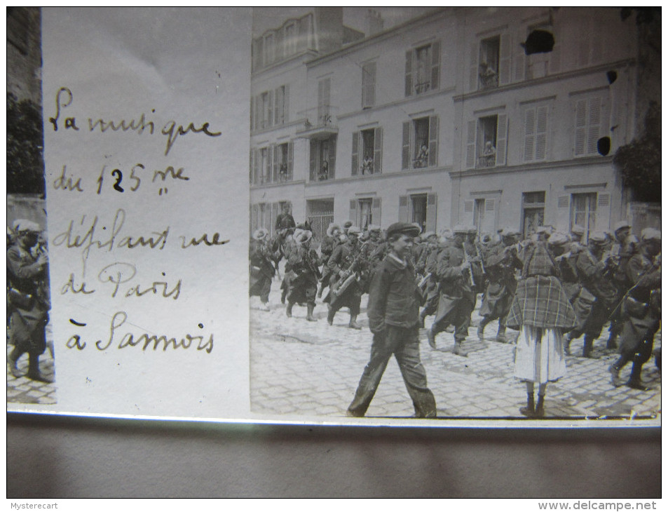 C1 SANNOIS PHOTO PLAQUE VERRE LA MUSIQUE DU 125 REGIMENT DEFILANT RUE DE PARIS  ANIMEE TOP.. - Diapositiva Su Vetro