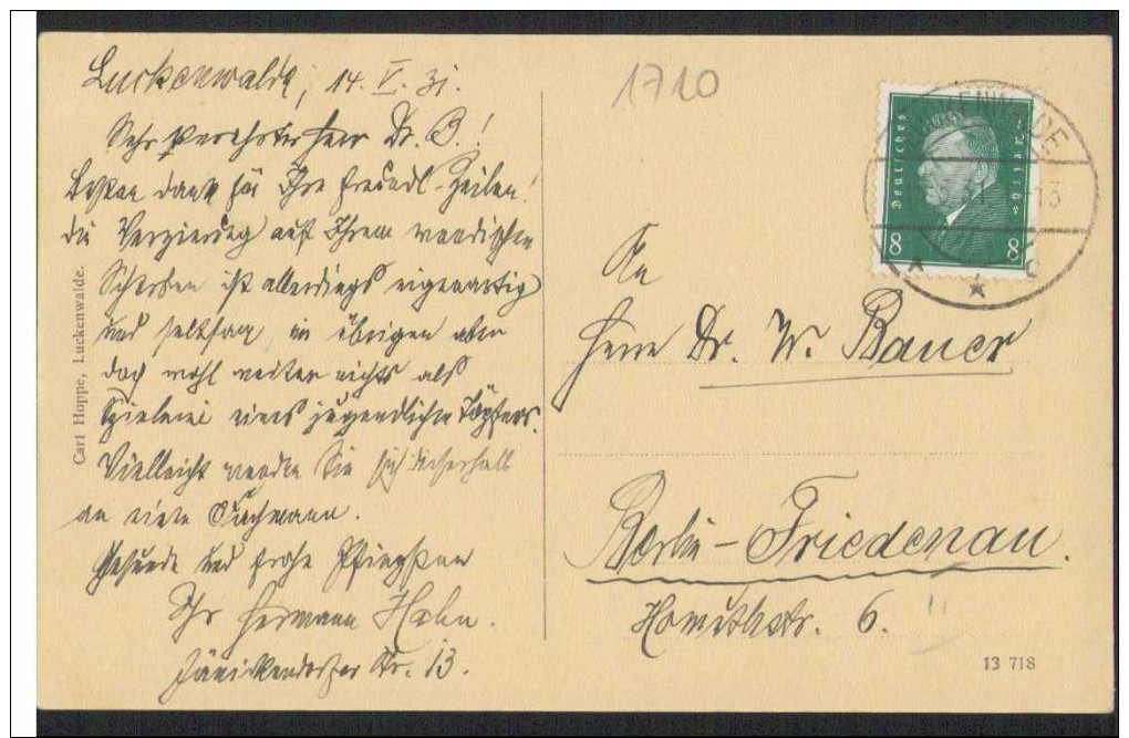 Luckenwalde, St. Johanniskirche, Postkarte, Deutsches Reich, 1931, Brandenburg - Luckenwalde