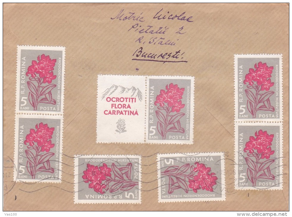 BV96 -  LABELS EXHIBITION PHILATELIQUE 1958 COVERS SENT TO MAIL WITH POSTALION, ROMANIA. - Lettres & Documents