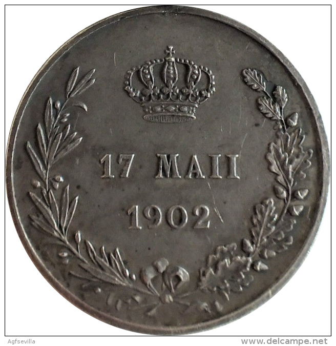 ESPAÑA. ALFONSO XIII. MEDALLA MAYORÍA DE EDAD. 1.902 PLATA. ESPAGNE. SPAIN - Royal/Of Nobility